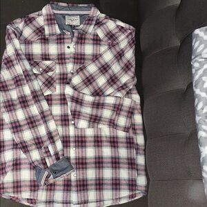 Men's Plaid Button-Down Shirt - Pink and White